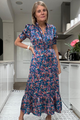 Fabienne Silk Dress - Pink/Blue Floral