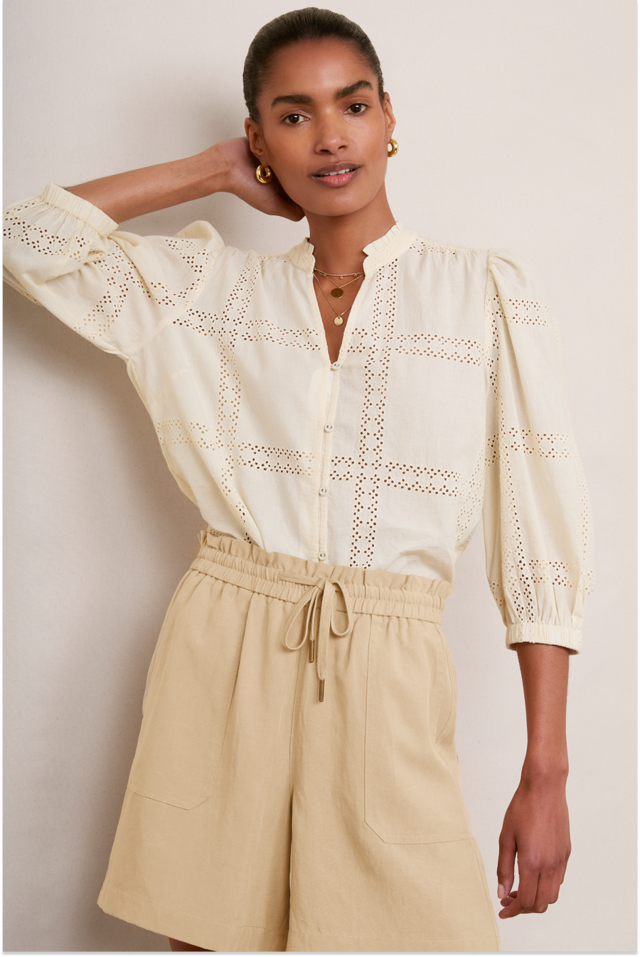 Arielle Broderie Blouse - Ecru