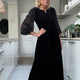 Eva Silk Velvet Dress - Black