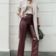 Anne Faux Leather Trouser - Plum Patent