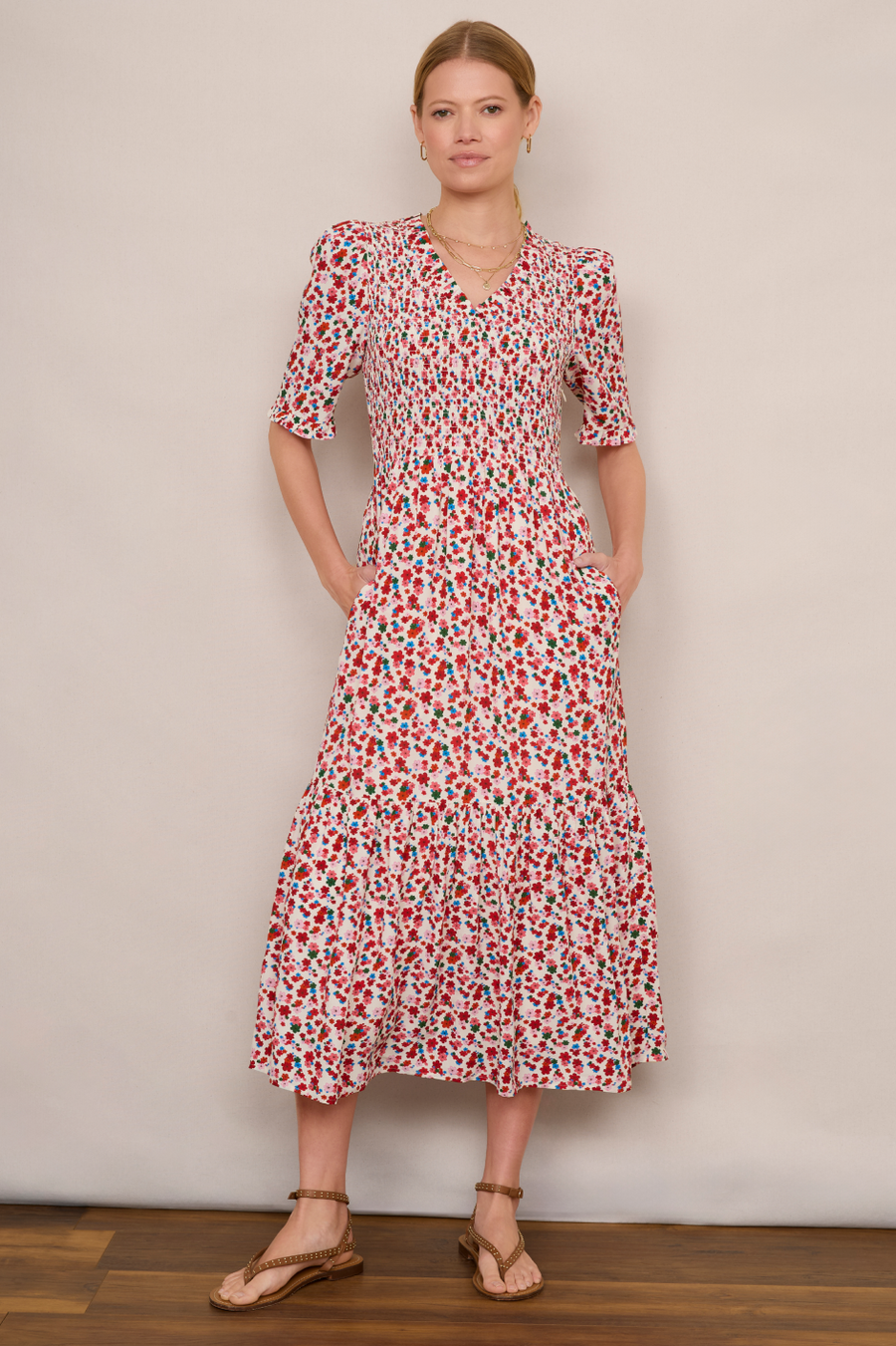 Betty Dress - Ecru floral