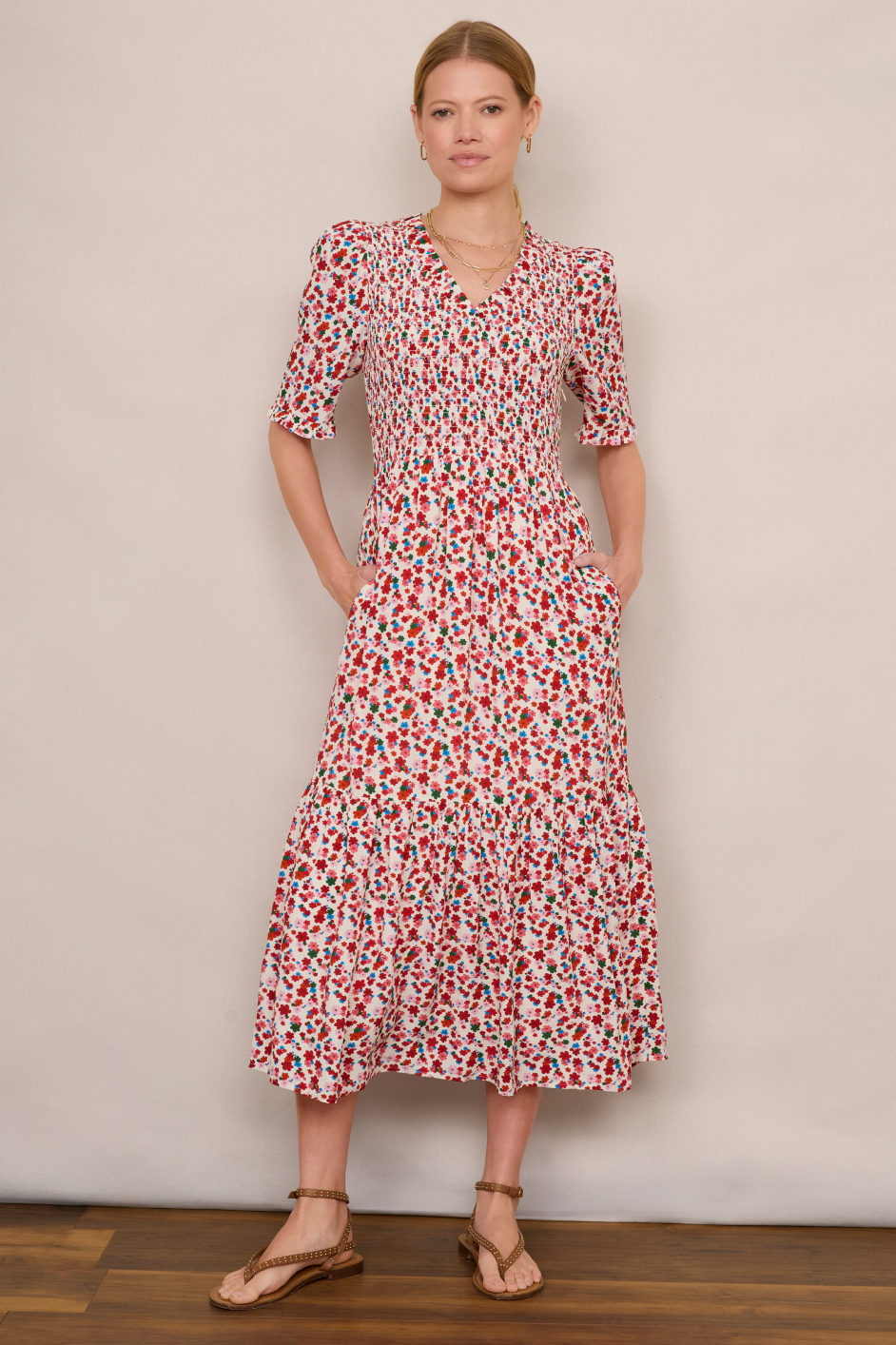 Betty Dress - Ecru floral