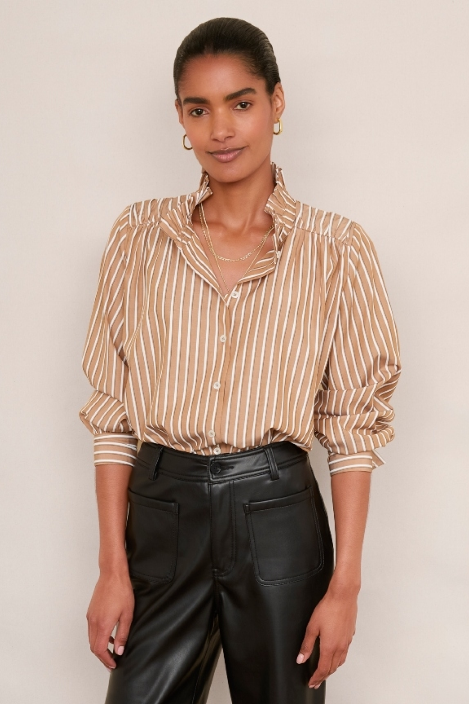 Clemmy Shirt - Coffee Stripe