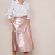 Lateisha Faux Leather Skirt - Pink Metallic