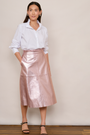 Lateisha Faux Leather Skirt - Pink Metallic