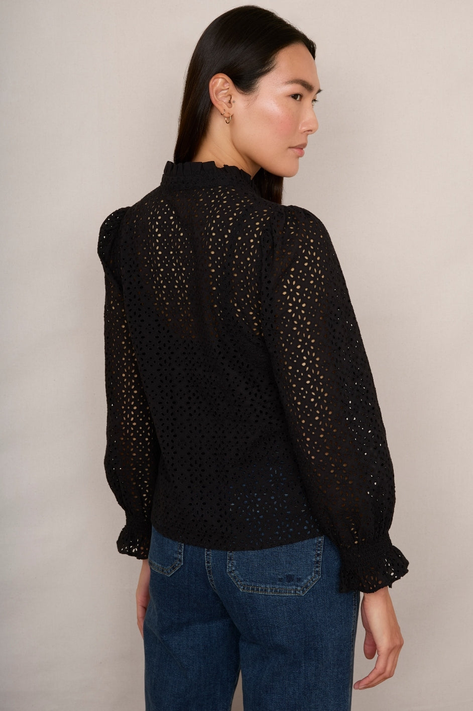 Fran Broderie Blouse - Black