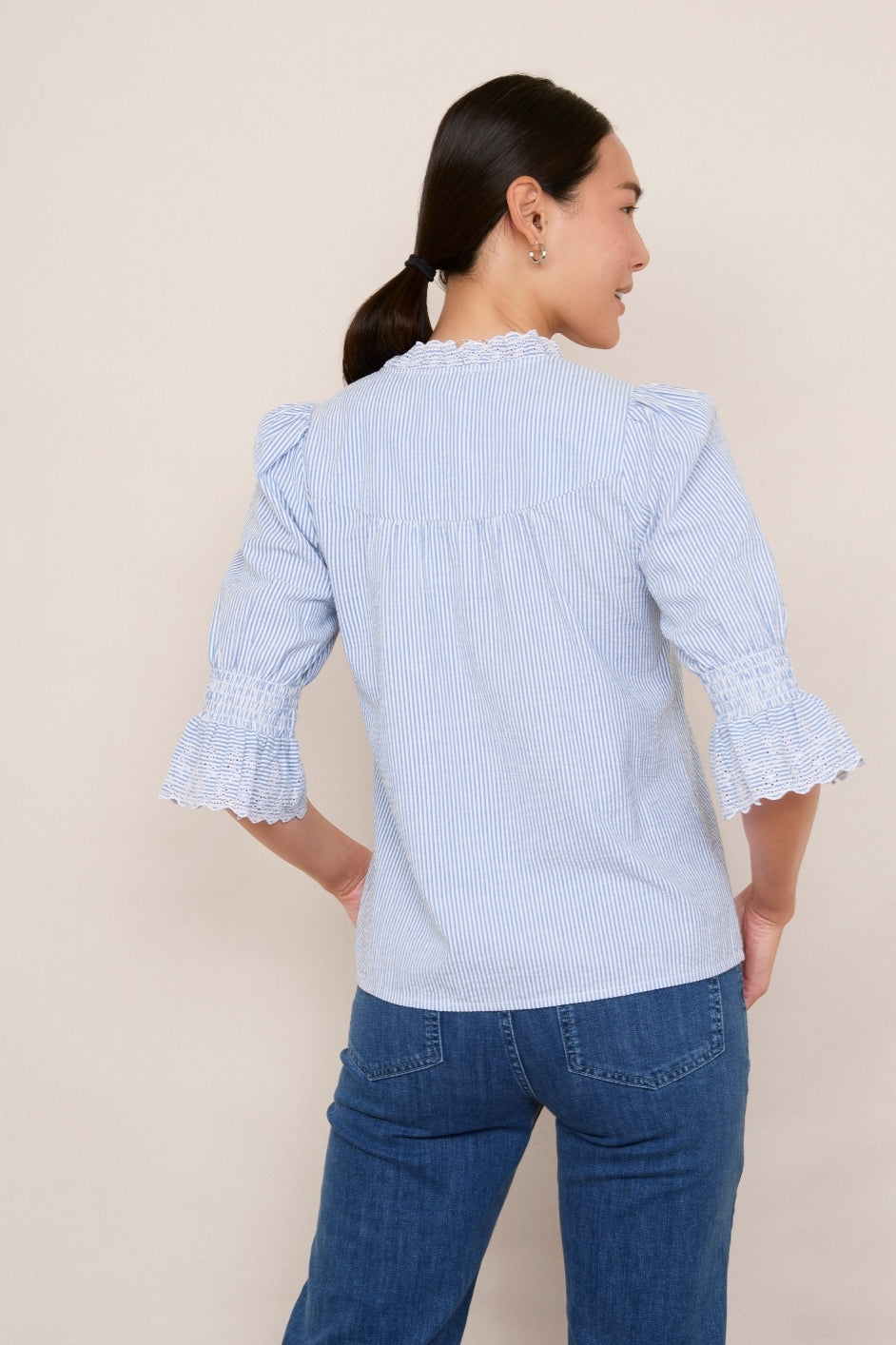 Frankie Blouse - Blue/Ivory Stripe