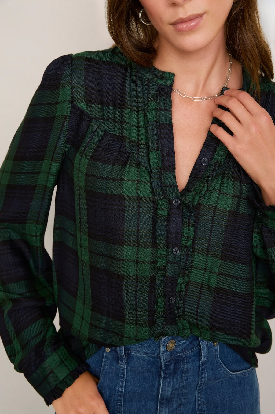 Freida Shirt - Midnight/Forest Check