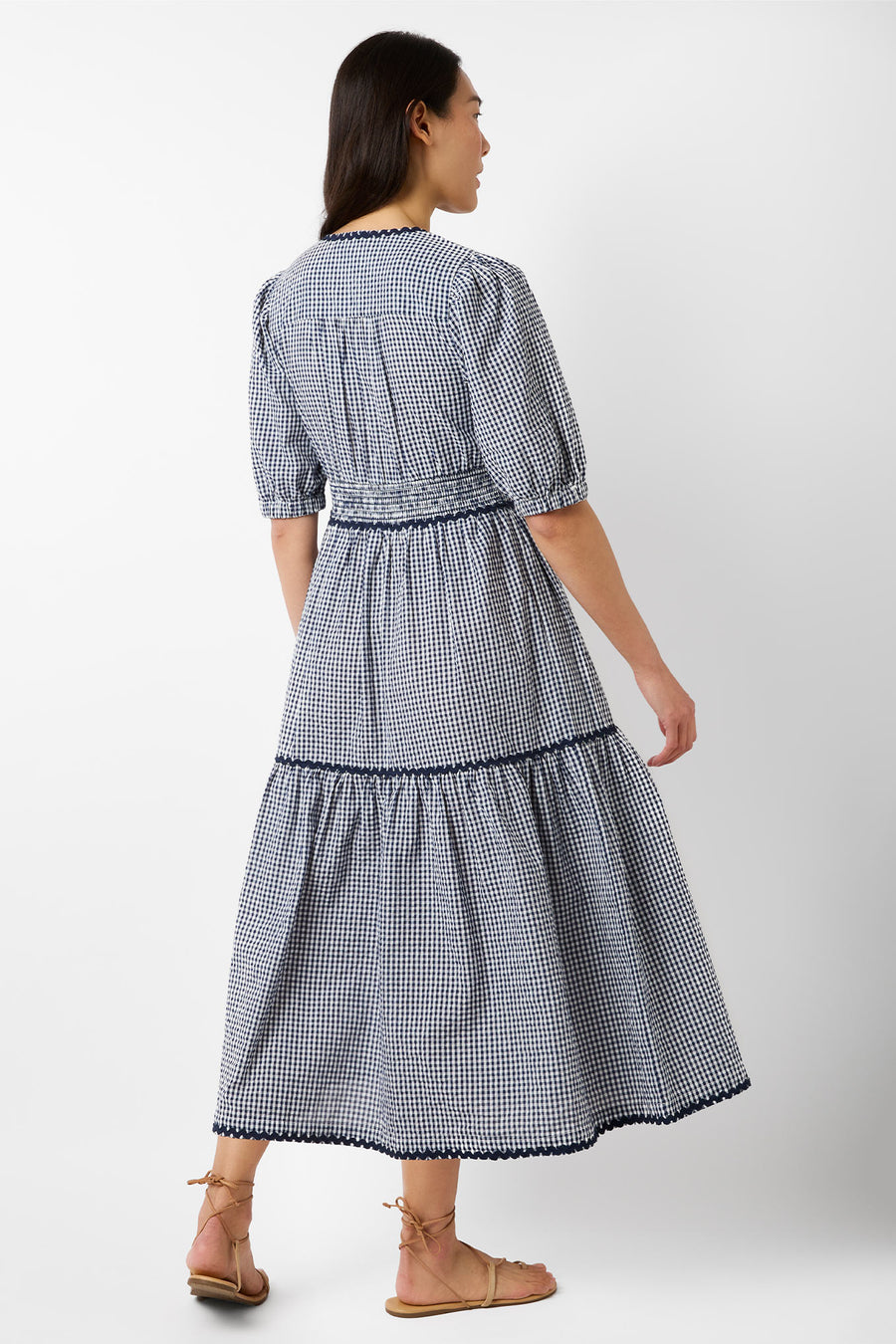 Gabriel Gingham Dress - Navy/Ecru