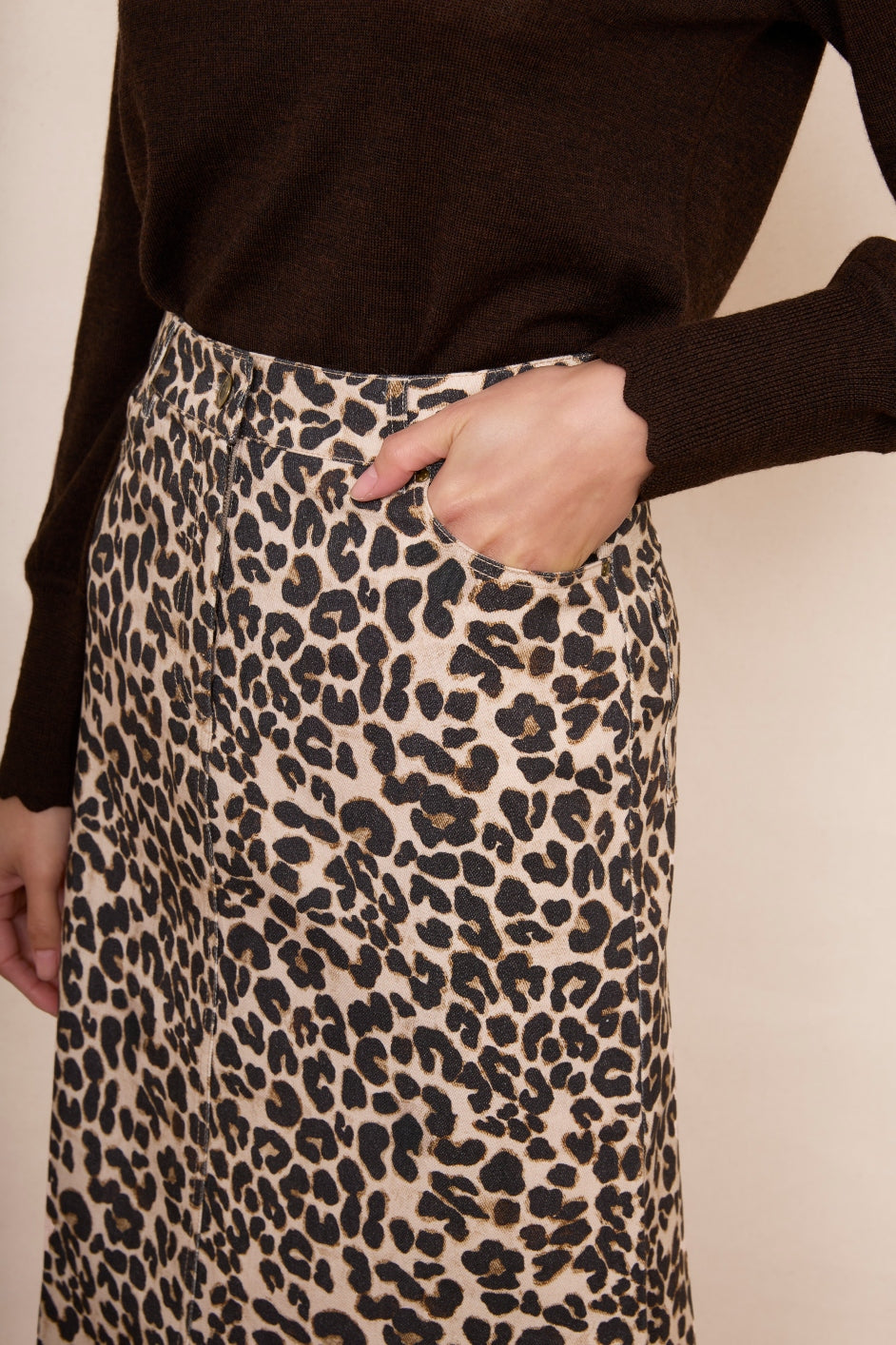 Gaia Denim Skirt - Leopard