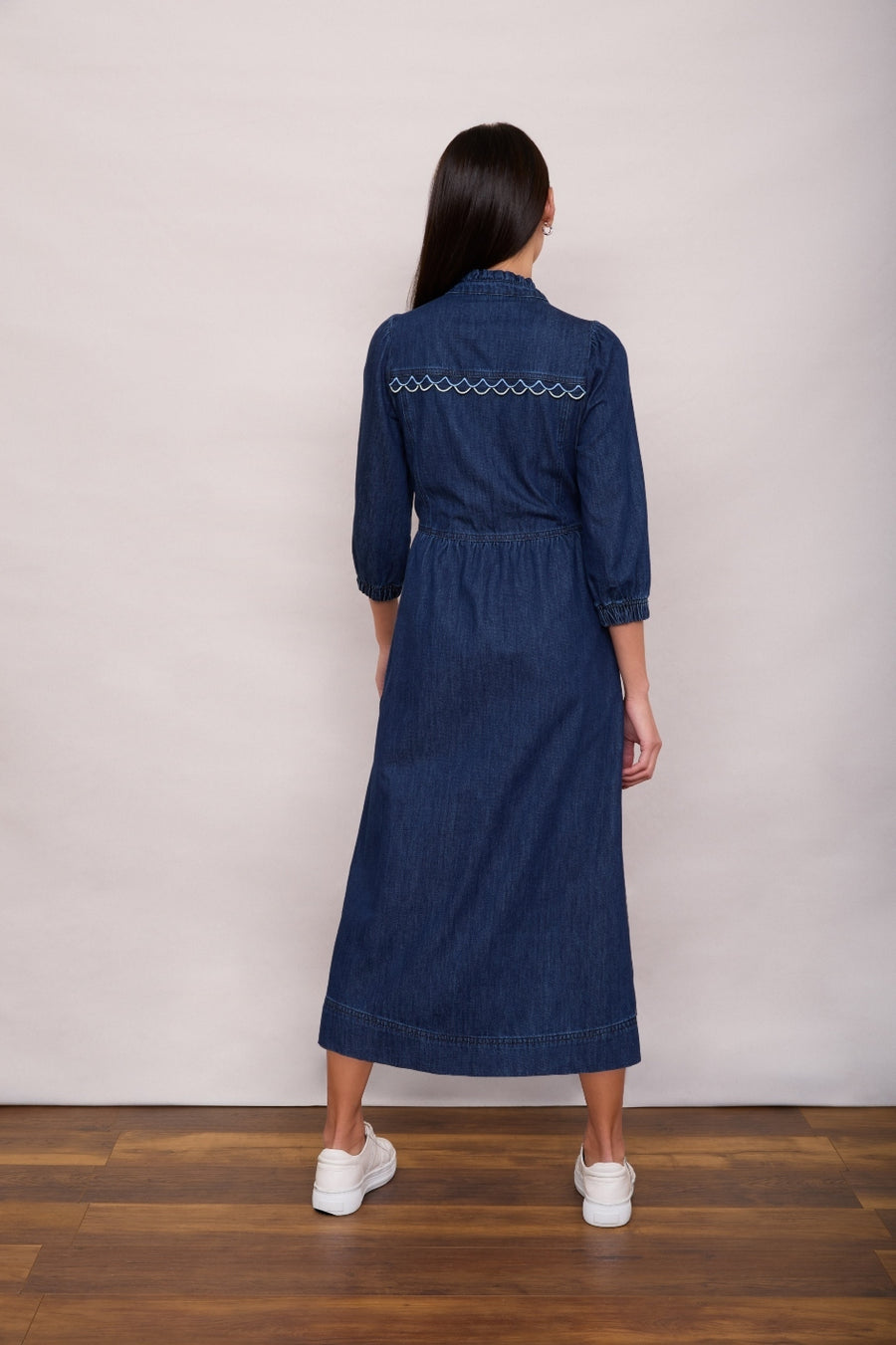 Gianna Scallop Dress - Denim