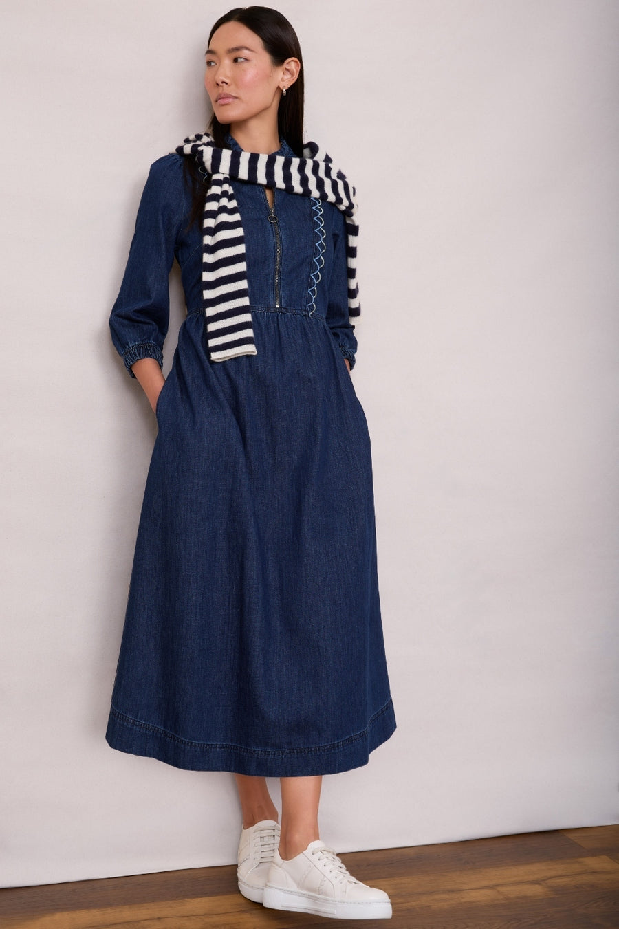 Gianna Scallop Dress - Denim