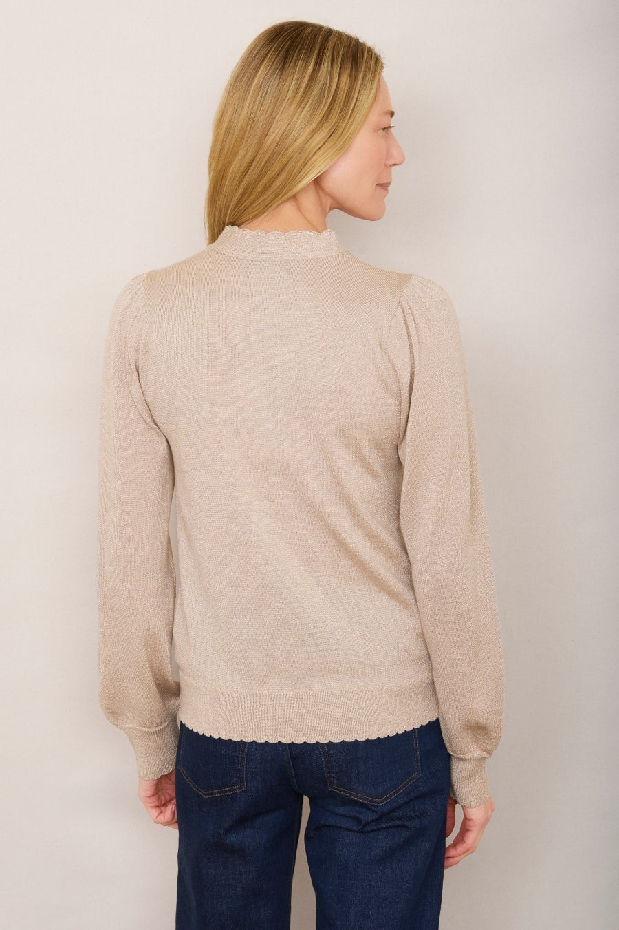 Gigi Tie Neck Jumper - Oat Sparkle