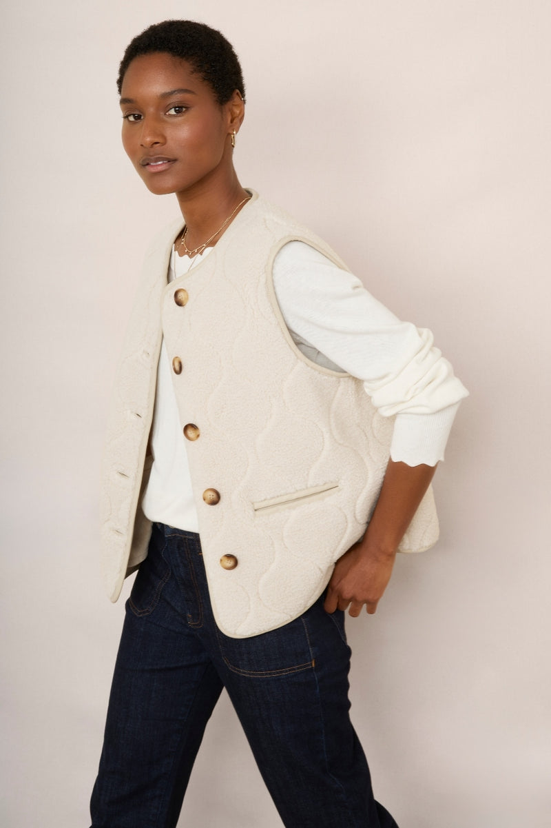 Ginny Borg Gilet - Quilted Ecru