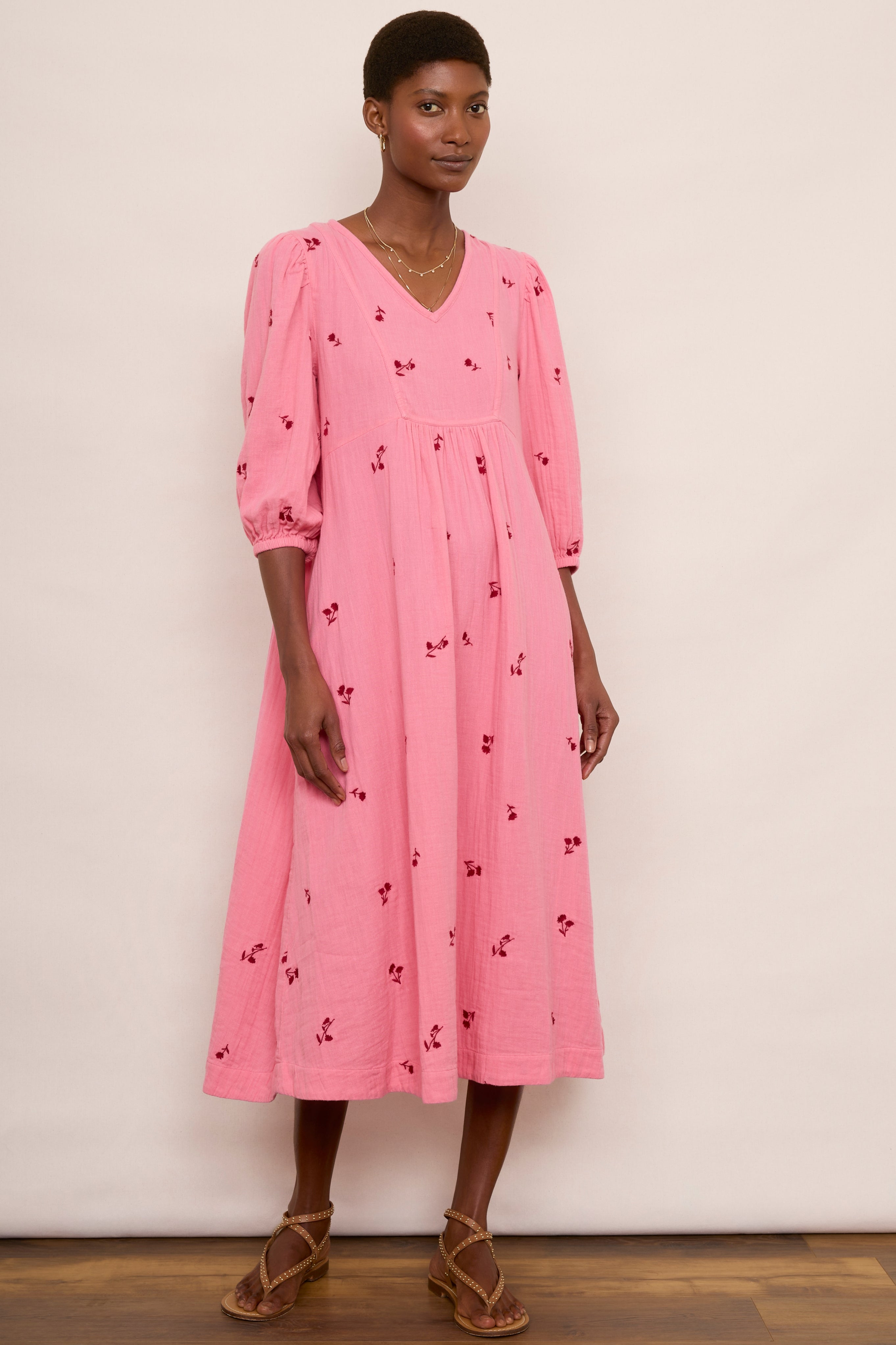 Hana Embroidered Dress - Pink