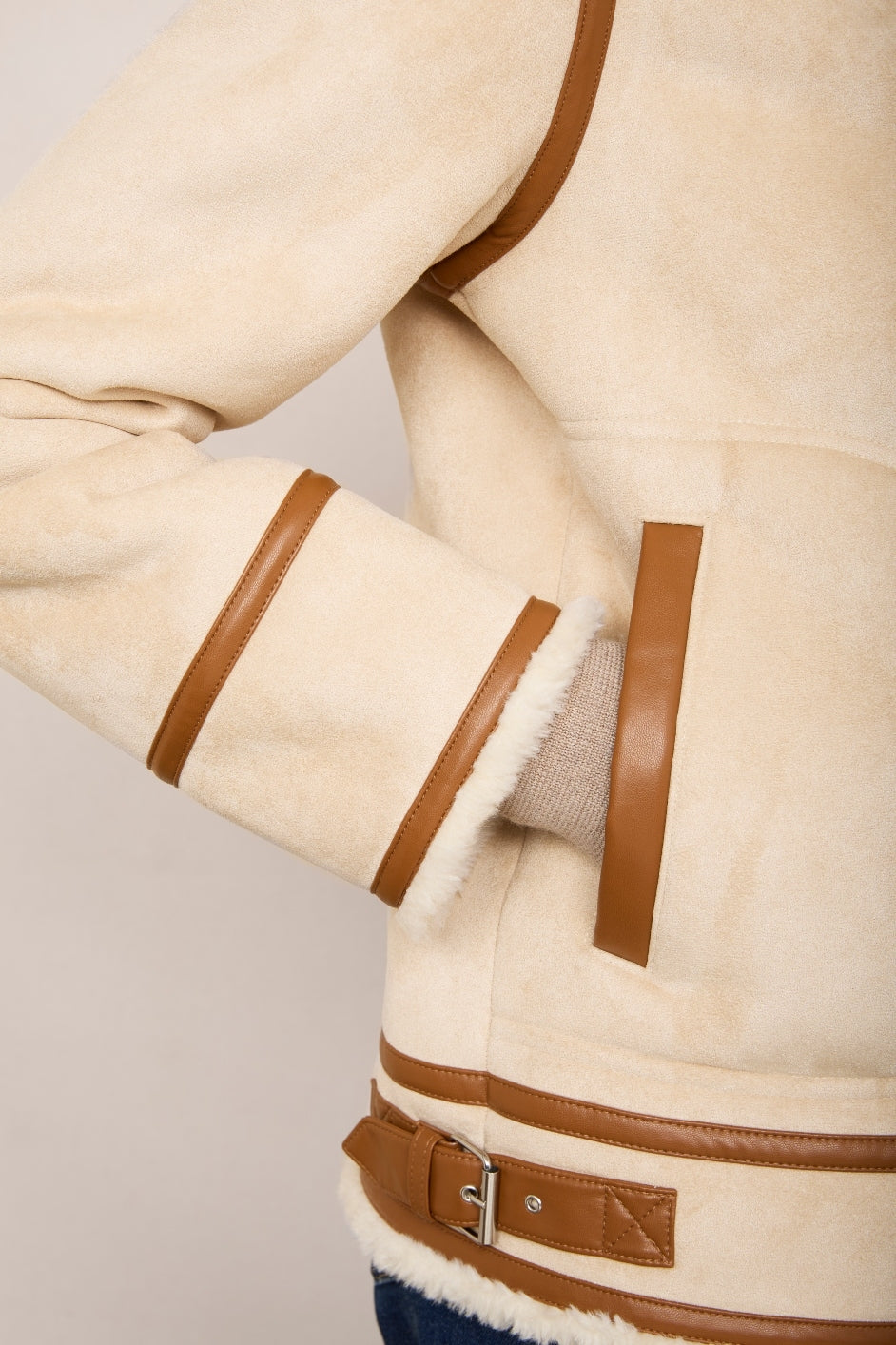 Holly Aviator Jacket - Beige