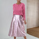 Lateisha Faux Leather Skirt - Pink Metallic