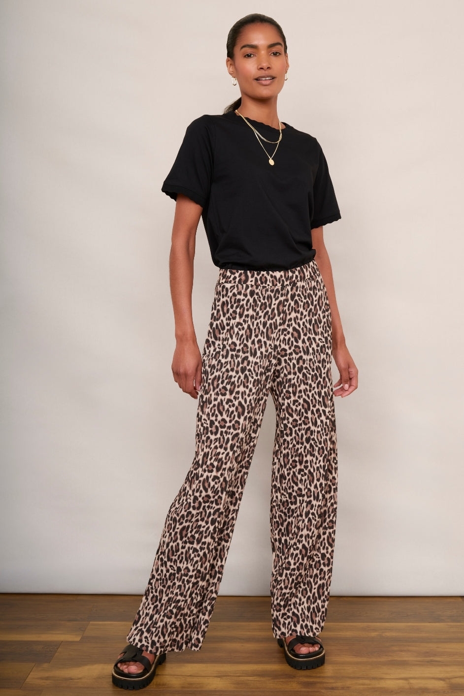 Isla Plisse Trouser - Leopard