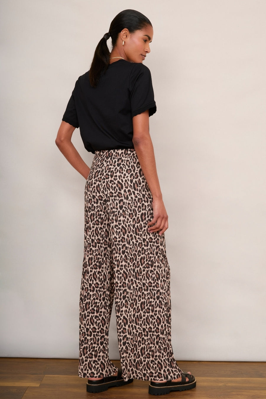 Isla Plisse Trouser - Leopard