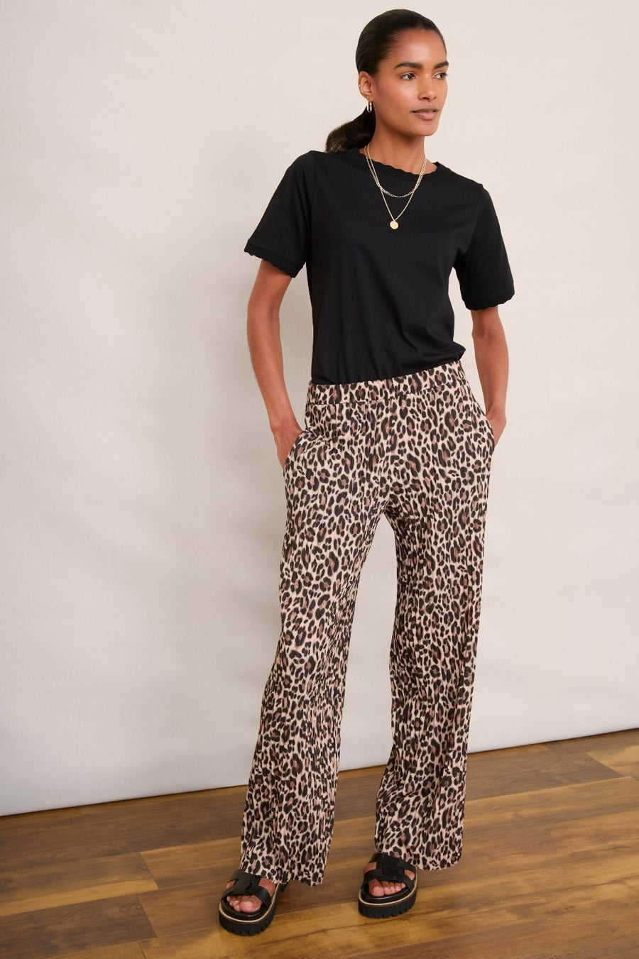 Isla Plisse Trouser - Leopard