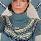 Iris Fairisle Roll Neck Jumper - Denim Blue