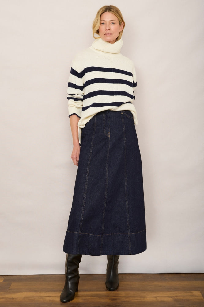 Iris Denim Skirt - Dark Indigo Denim