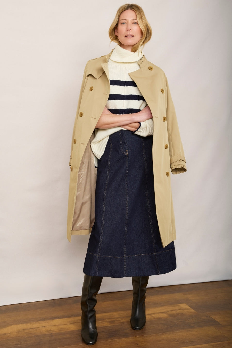 Faye Frill Trench Coat - Tan