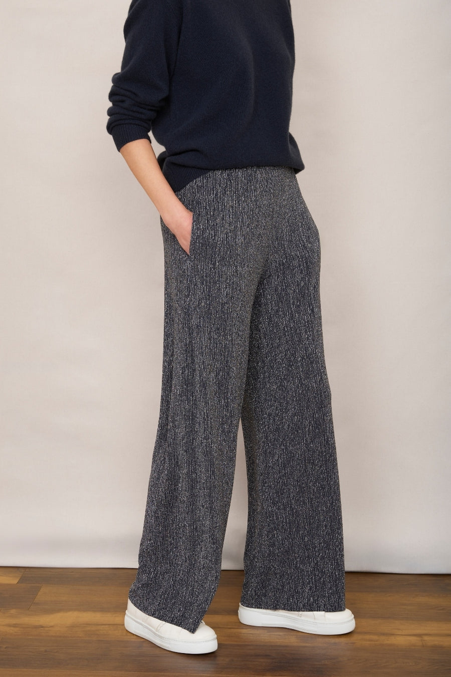 Isla Plisse Trouser - Midnight/Silver Sparkle