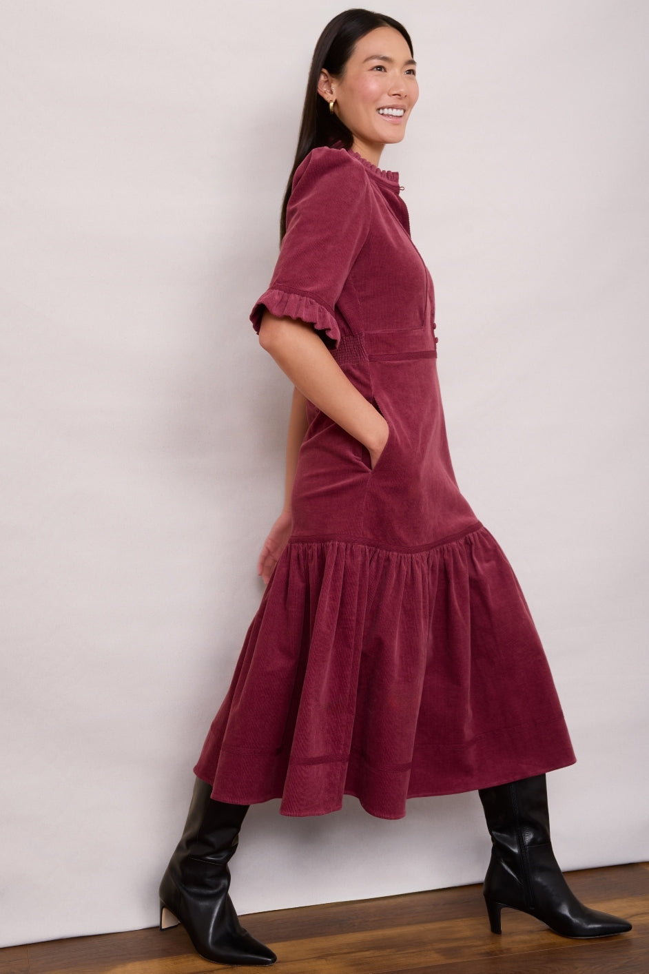 Jodi Cord Dress - Raspberry