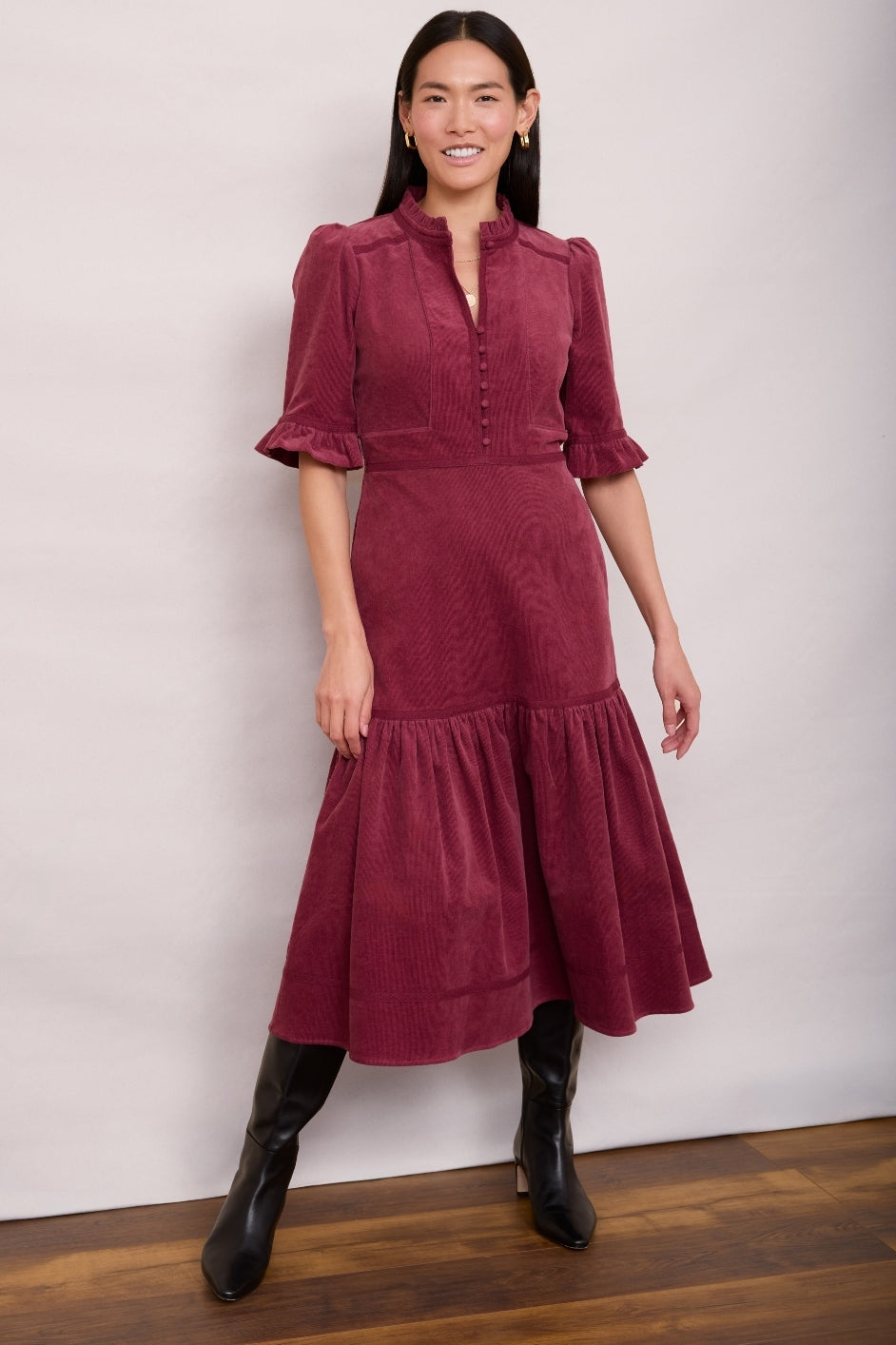 Jodi Cord Dress - Raspberry