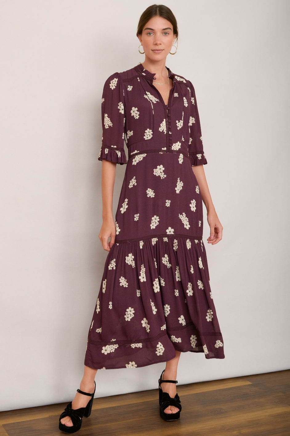 Jodi Dress - Deep Plum Floral