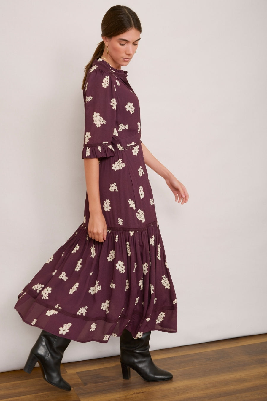 Jodi Dress - Deep Plum Floral