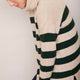 Nadia Funnel Neck Jumper - Oat/Forest Green Stripe