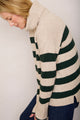 Nadia Funnel Neck Jumper - Oat/Forest Green Stripe