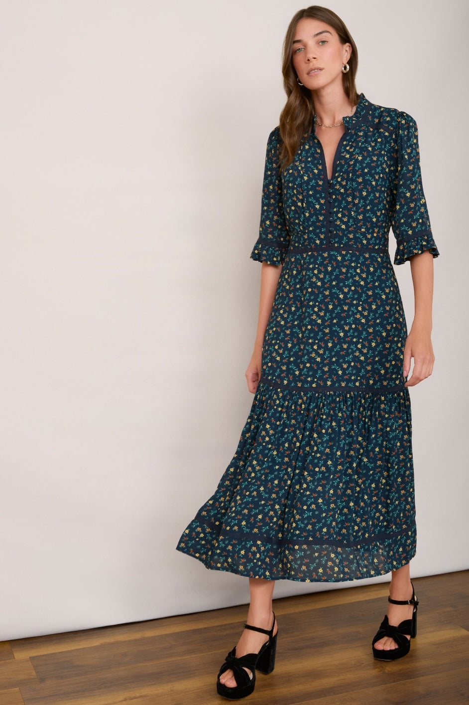 Jodi Dress - Navy Ditsy Floral