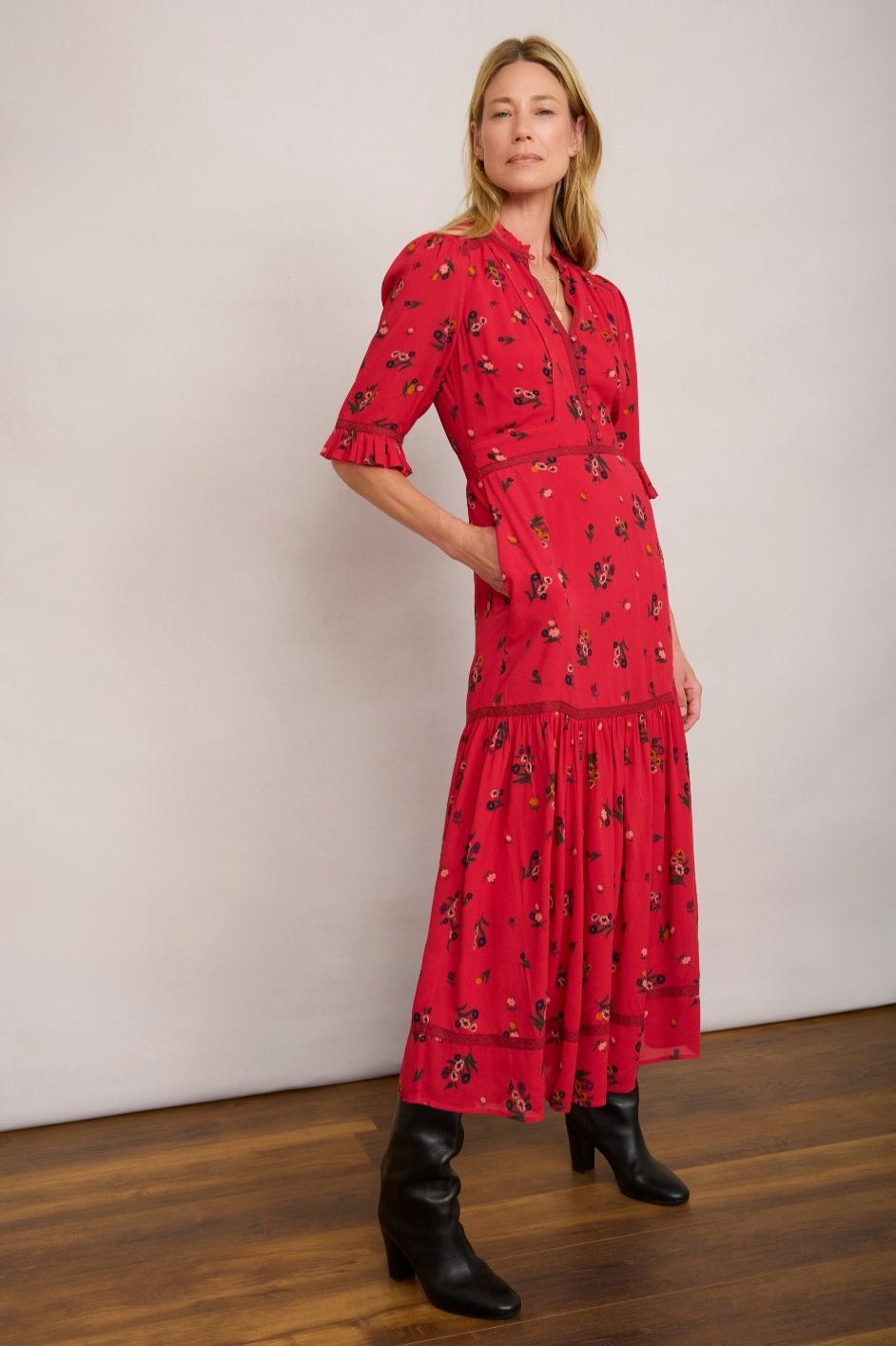 Jodi Dress - Raspberry Floral