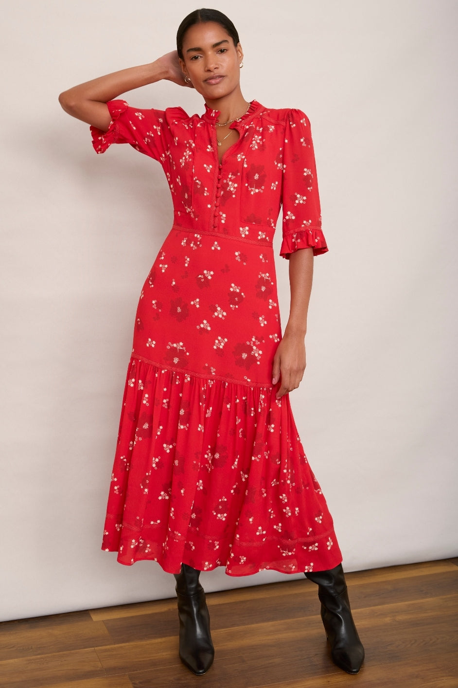 Jodi Dress - Red Floral