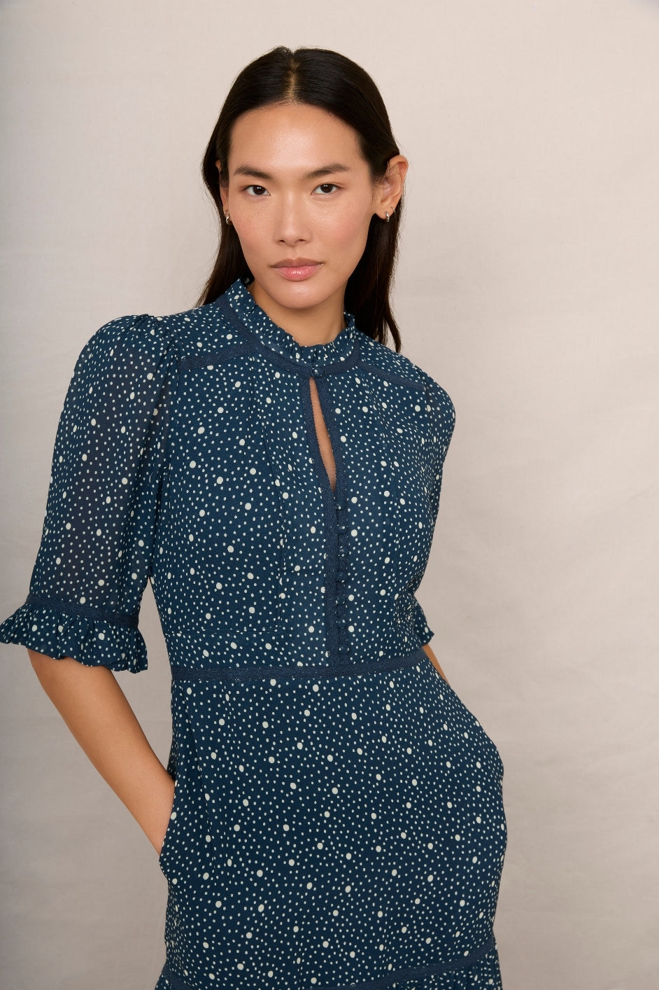 Jodi Polka Spot Dress - Midnight