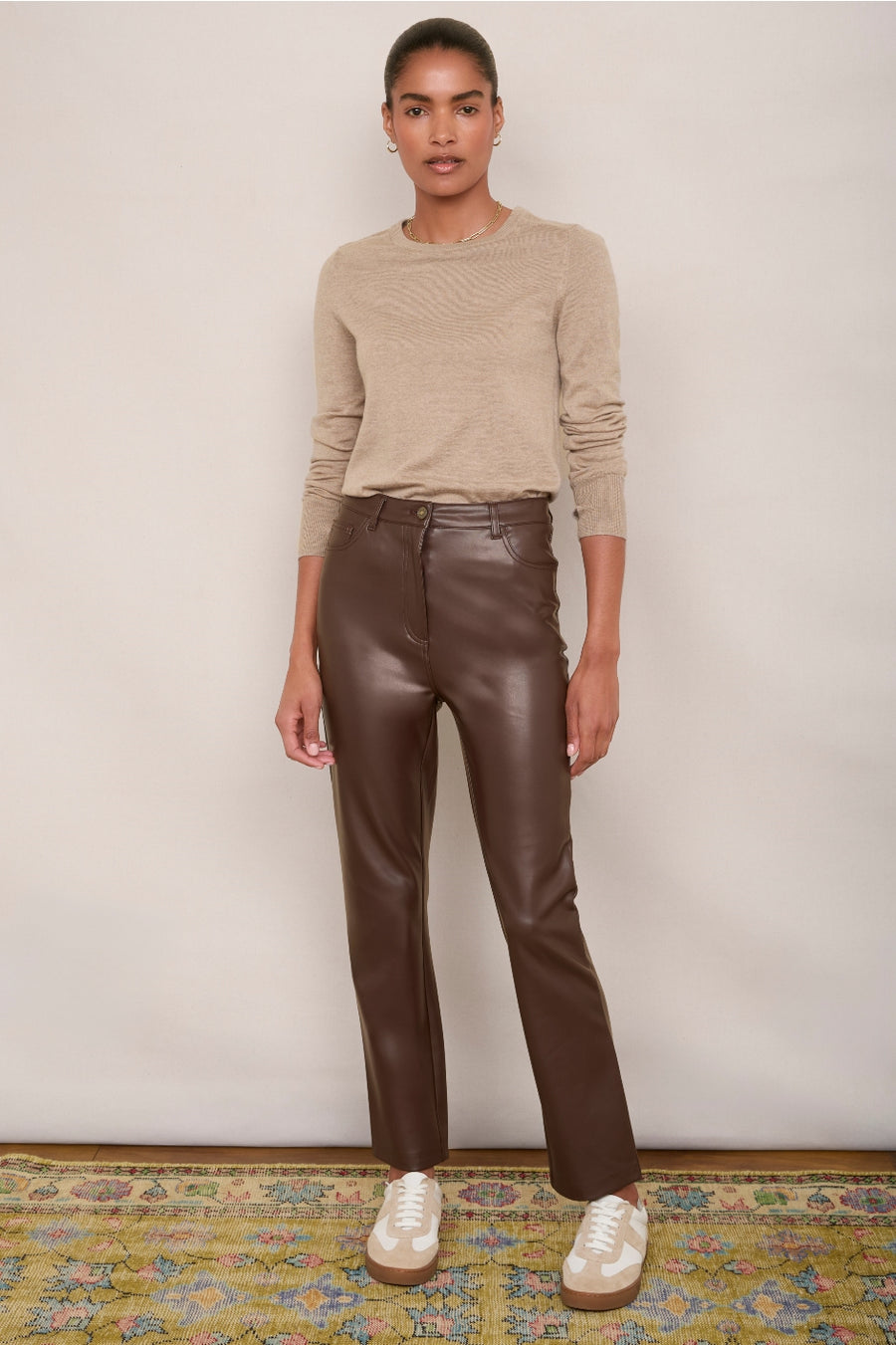 Josie Faux Leather Trouser - Cocoa