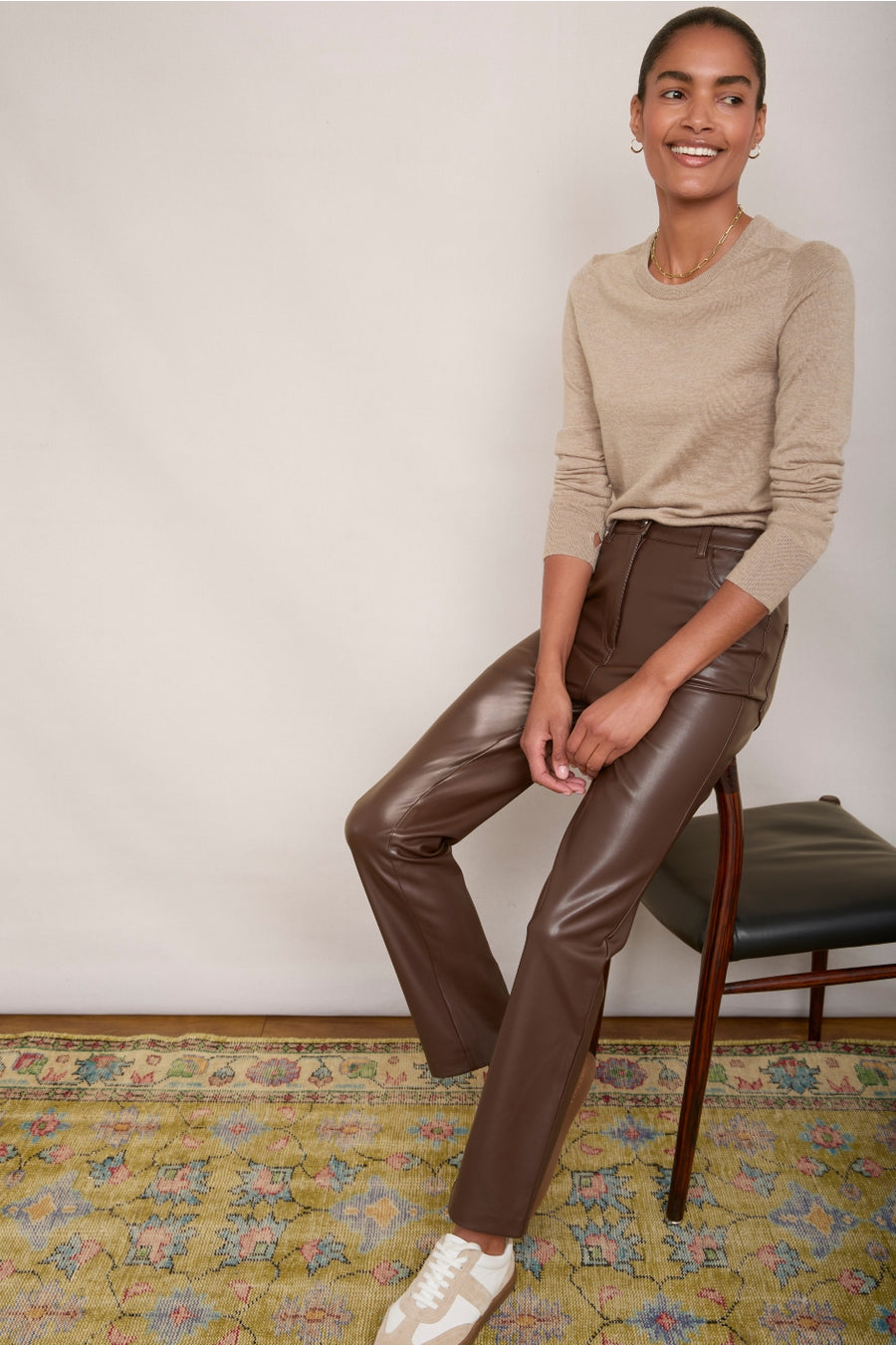 Josie Faux Leather Trouser - Cocoa