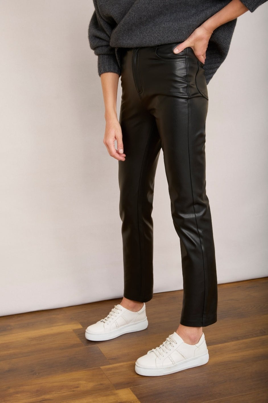 Josie Faux Leather Trouser - Black