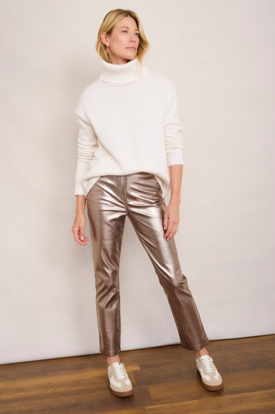 Josie Faux Leather Trouser - Warm Pewter