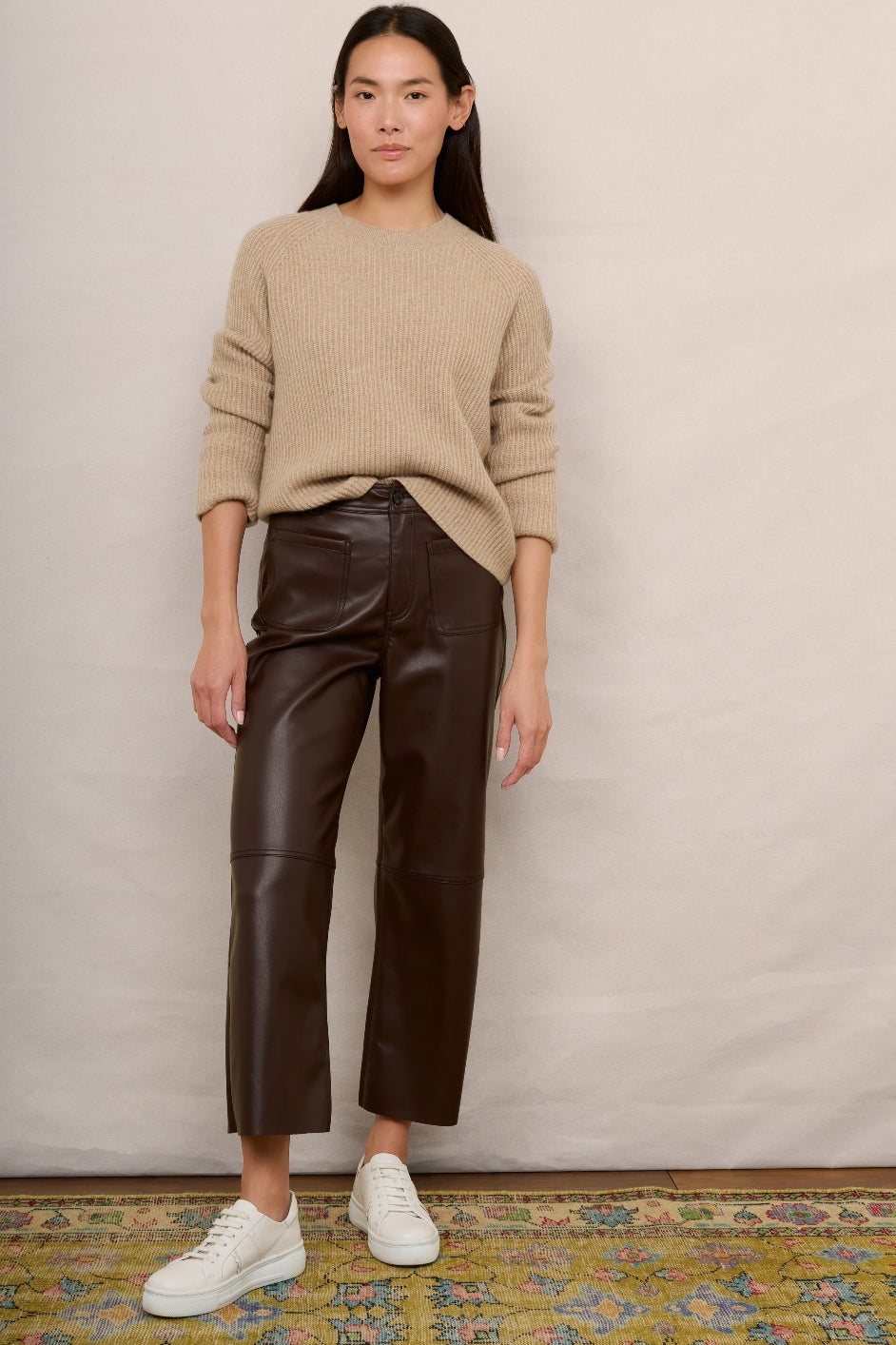 Jules Faux Leather Trousers - Mocha