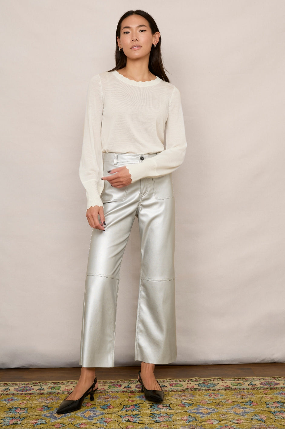 Jules Faux Leather Trousers - Silver