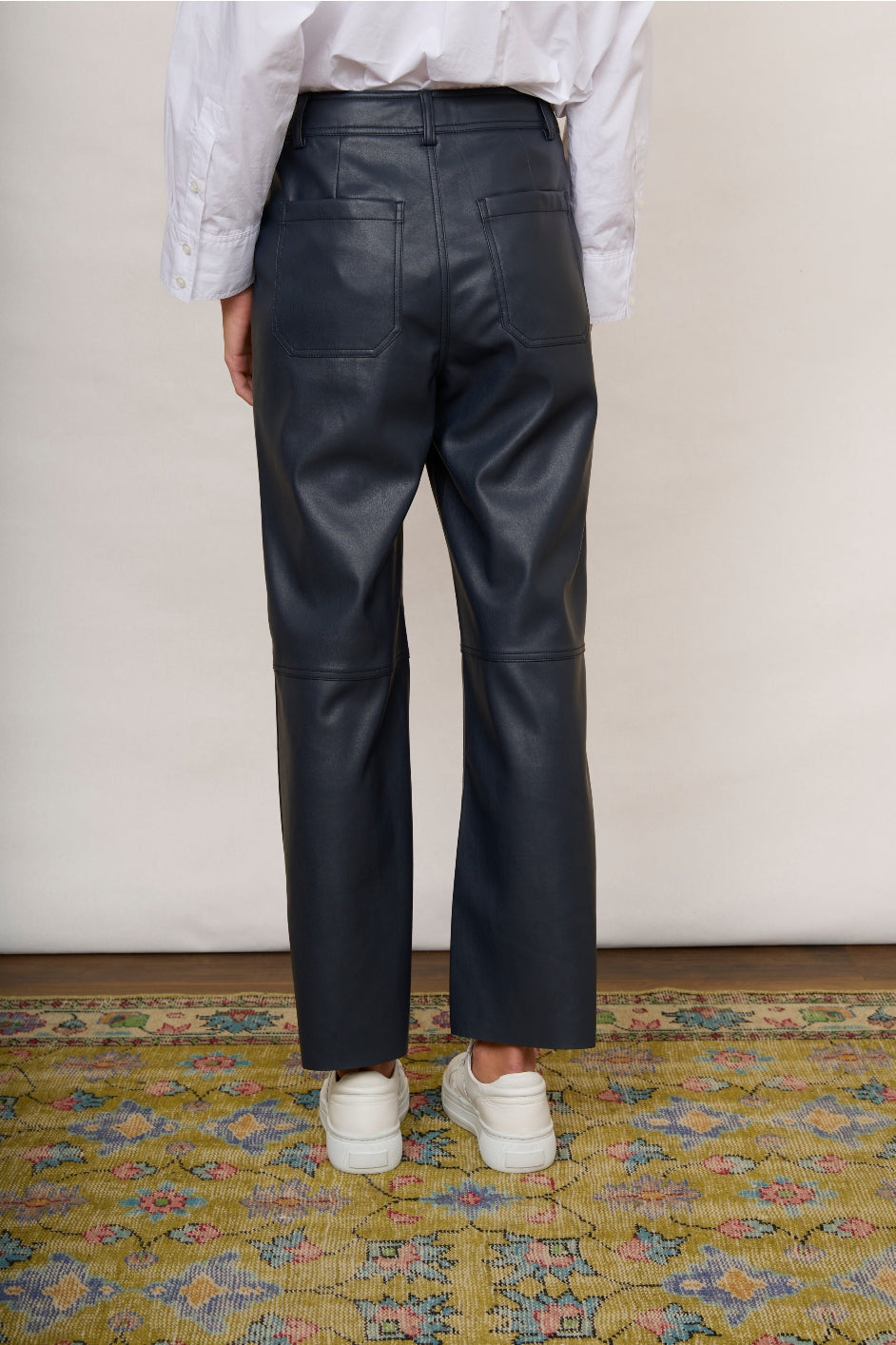 Jules Faux Leather Trousers - Blue/Black