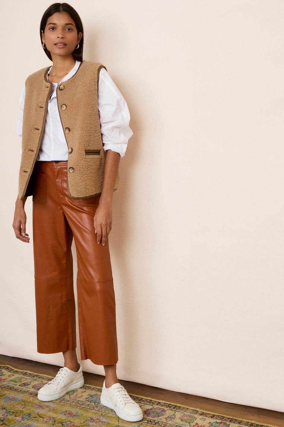 Jules Faux Leather Trousers - Tan