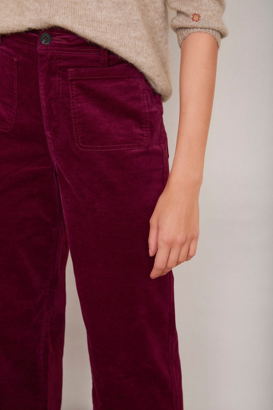 Jules Velvet Trouser - Raspberry