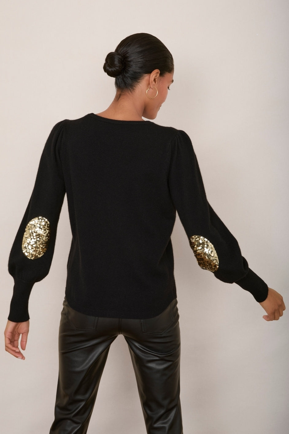 Julieta Patch Jumper - Black/Gold Sequin