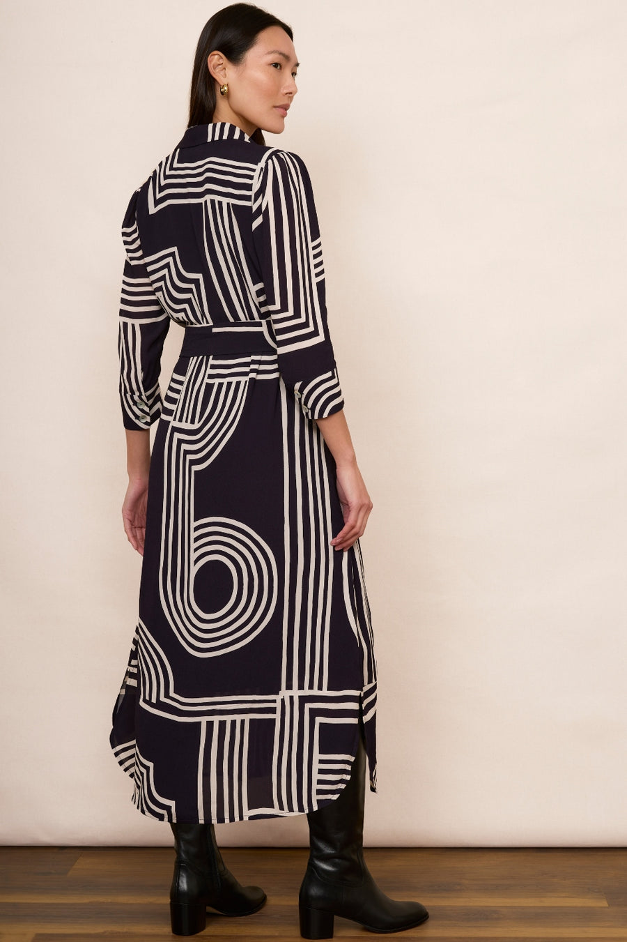 Juno Shirt Dress - Midnight/Ecru