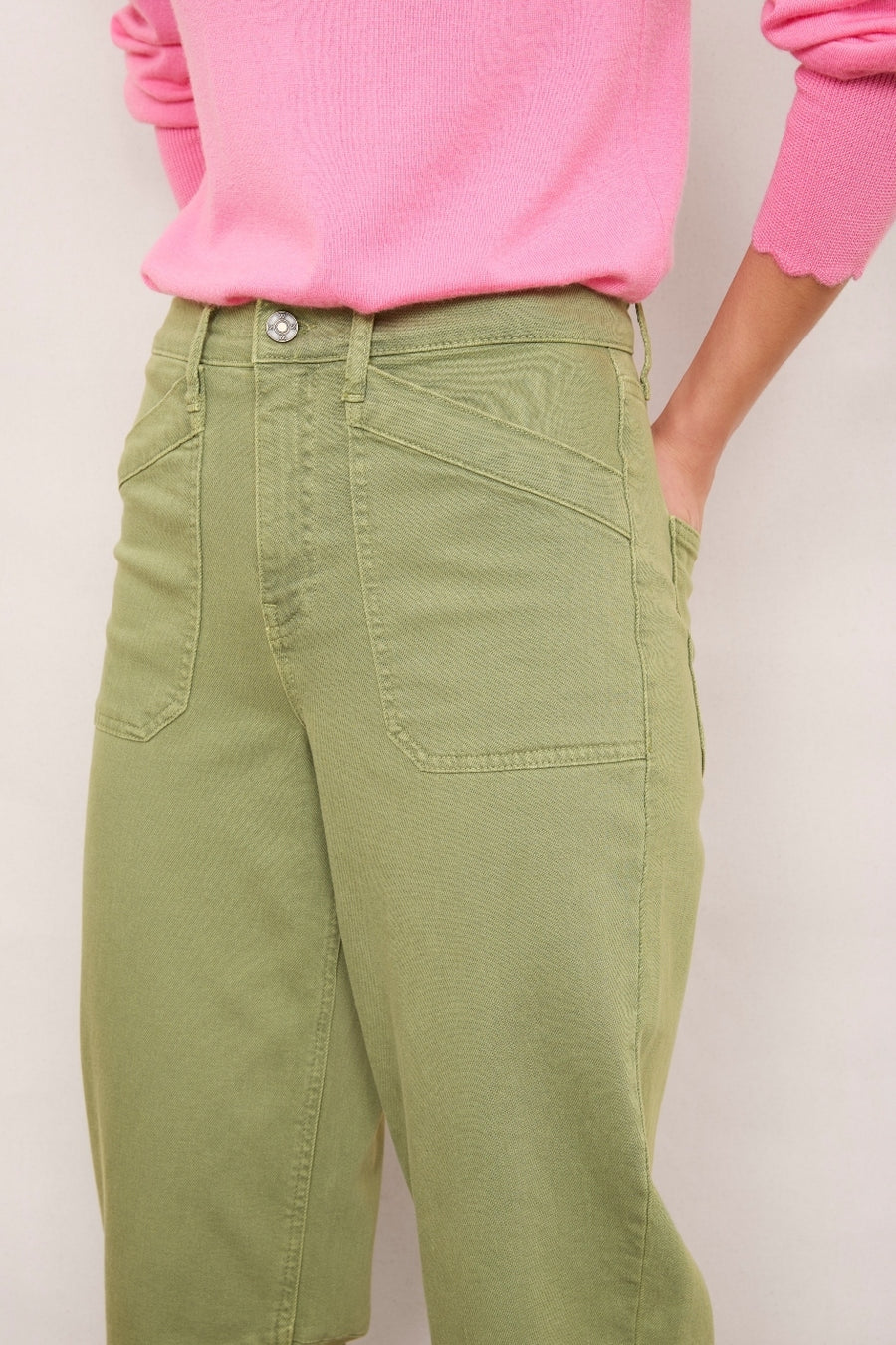 Kaya Cargo Barrel Jean - Olive Green